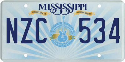 MS license plate NZC534