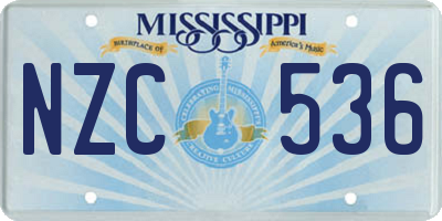 MS license plate NZC536