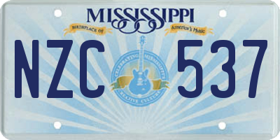 MS license plate NZC537