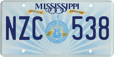 MS license plate NZC538