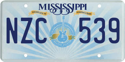 MS license plate NZC539