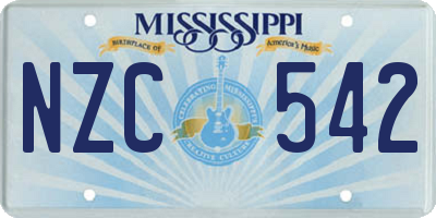 MS license plate NZC542
