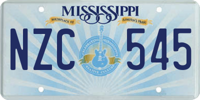 MS license plate NZC545
