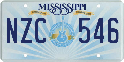 MS license plate NZC546
