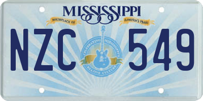 MS license plate NZC549