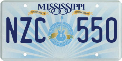 MS license plate NZC550