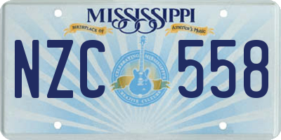 MS license plate NZC558