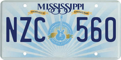 MS license plate NZC560