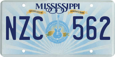 MS license plate NZC562