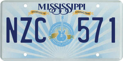 MS license plate NZC571