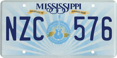 MS license plate NZC576