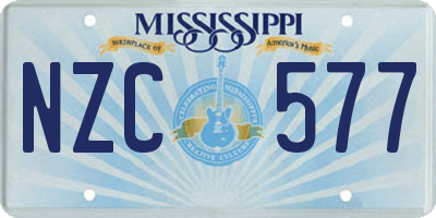 MS license plate NZC577