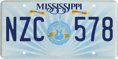 MS license plate NZC578