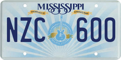 MS license plate NZC600