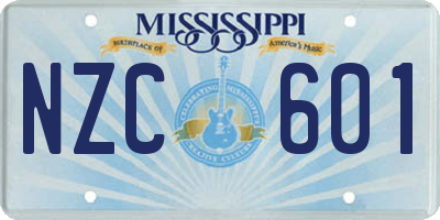 MS license plate NZC601