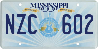 MS license plate NZC602
