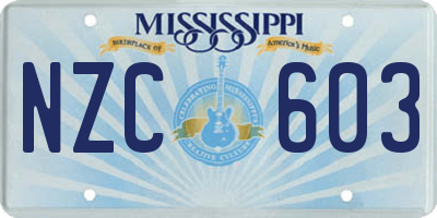MS license plate NZC603
