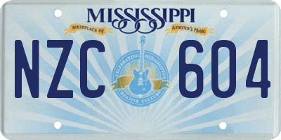 MS license plate NZC604