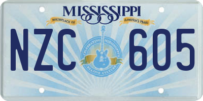 MS license plate NZC605
