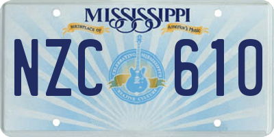 MS license plate NZC610