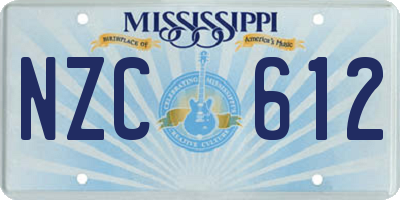 MS license plate NZC612