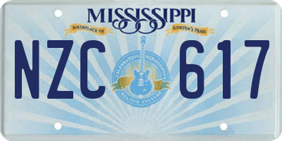 MS license plate NZC617