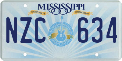 MS license plate NZC634