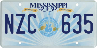 MS license plate NZC635