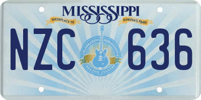 MS license plate NZC636