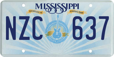 MS license plate NZC637