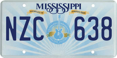MS license plate NZC638