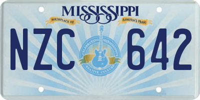 MS license plate NZC642