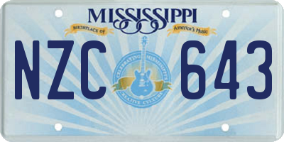 MS license plate NZC643
