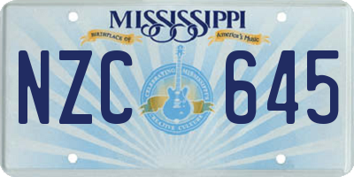 MS license plate NZC645