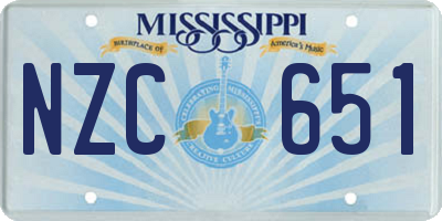 MS license plate NZC651