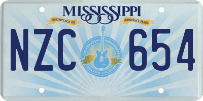 MS license plate NZC654