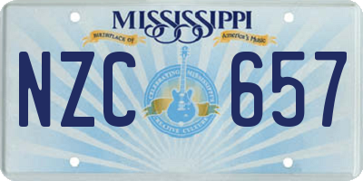 MS license plate NZC657