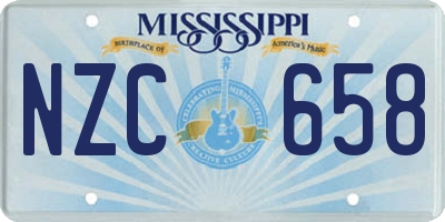 MS license plate NZC658
