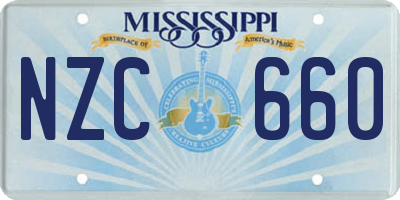 MS license plate NZC660