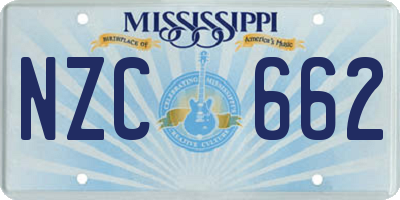 MS license plate NZC662