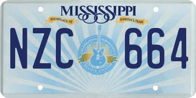 MS license plate NZC664