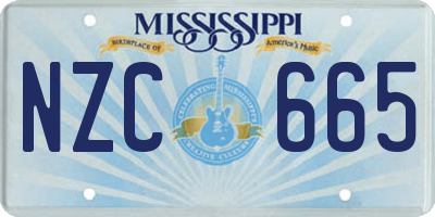 MS license plate NZC665