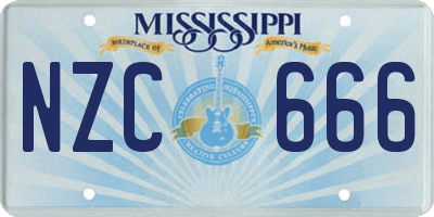 MS license plate NZC666