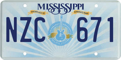 MS license plate NZC671