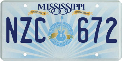 MS license plate NZC672
