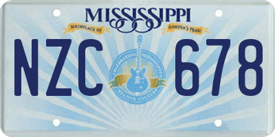 MS license plate NZC678