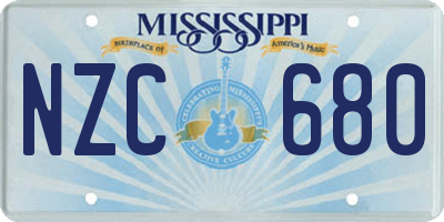 MS license plate NZC680
