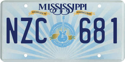 MS license plate NZC681