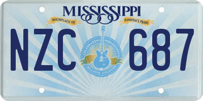 MS license plate NZC687