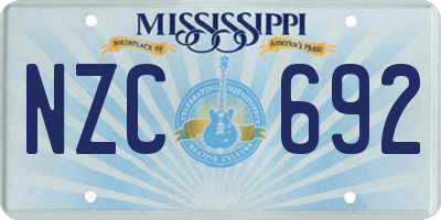 MS license plate NZC692